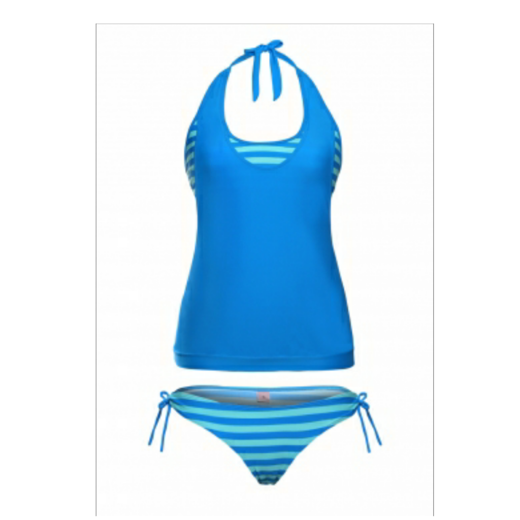 Layered tankini blue striped 2pcs bathing suit Emfed